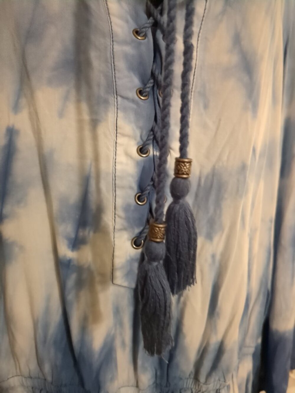 L π ππ Boho Long Sleeve Tie Dye Romper Shorts - Picture 3 of 16